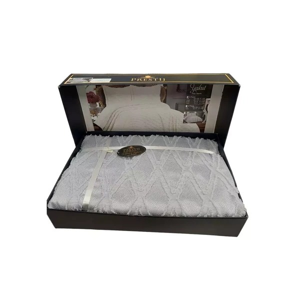 Prestij Puffy Yakut 3 Parça Çift Kişilik Yatak Örtüsü, Pike Örtüsü (250x260)-Gri - 2