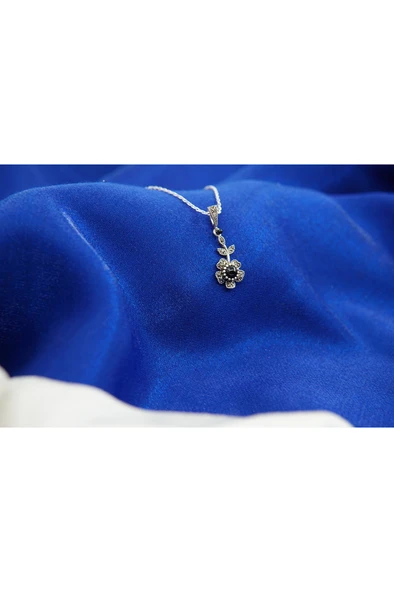 oltutaşı çiçek gümüş kolye sk00013 - Resim 4