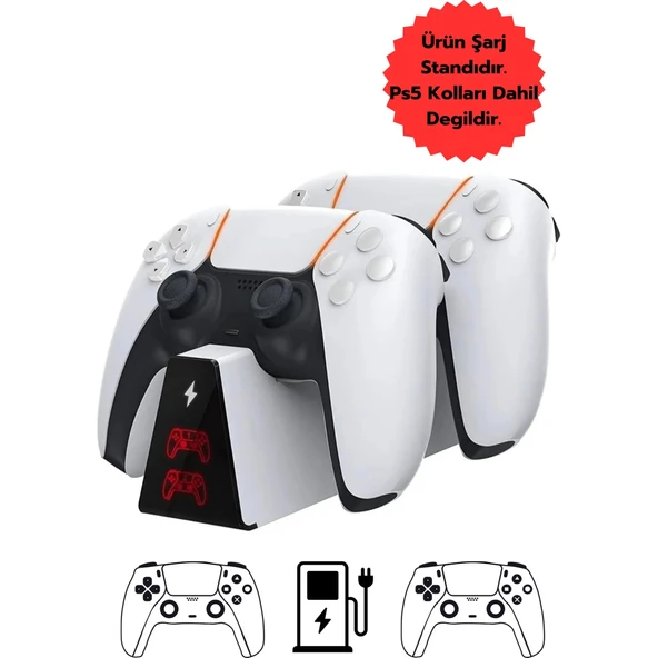PS5 DualSense Kablosuz Oyun Kolu Şarj Standı – Çiftli / Hızlı Şarj