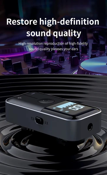 M20 Bluetooth 5.4 Alıcı Verici: Kablosuz Ses Devrimi (10m Menzil, TF Kart, AUX) - 3