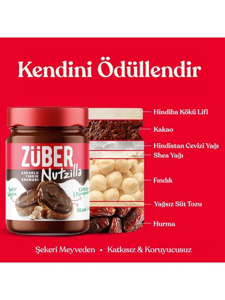 Züber Kakaolu Fındık Ezmesi 315 g Türkiye Menşeli Palm Yağı ve İlave Şeker İçermeyen Doğal - 4