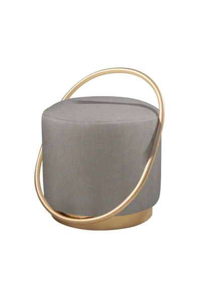 LOOP SERİSİ PUF, METAL HALKALI PUF, MAKYAJ OTURAĞI ,PUF BENCH MONTAJSIZ OTURAK GOLD METAL AYAKLI - 2