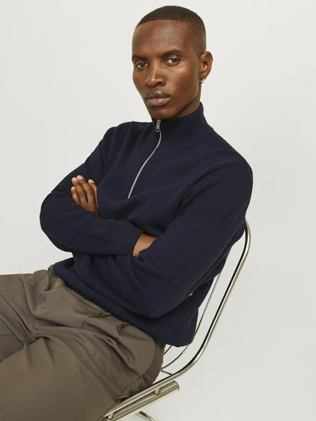 Jack Jones Blamılano Fermuarlı YakaRelax Fit Erkek Kazak 12259664 - 3