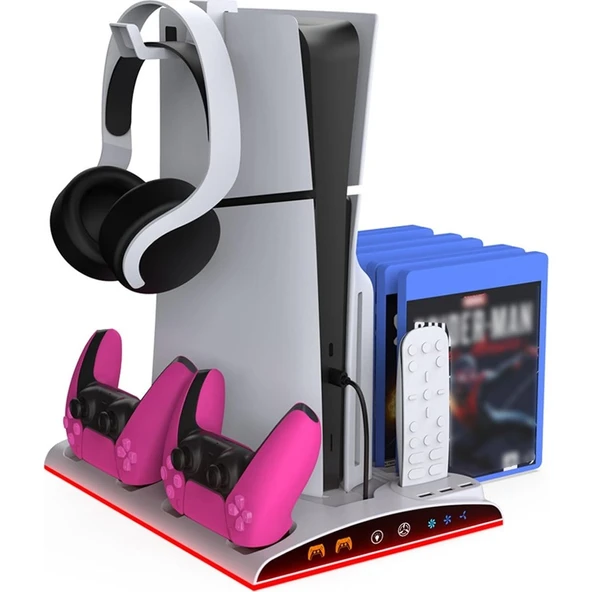 Hepu TP5-3570 PS5 Soğutucu Şarj Standı | DualSense Şarj RGB Işık 3 Fan Hızlı Dock İstasyonu - 5
