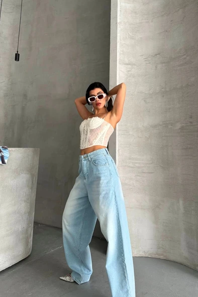 Baggy süper taş bıyık yıkama buz mavi d2007 - 4