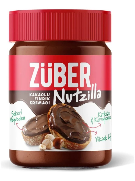 Züber Kakaolu Fındık Ezmesi 315 g Türkiye Menşeli Palm Yağı ve İlave Şeker İçermeyen Doğal