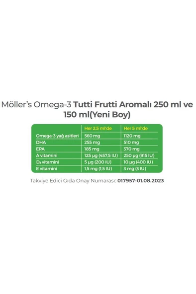 Möllers Omega 3 Tutti Frutti Aromalı Balık Yağı 150 ml - 2