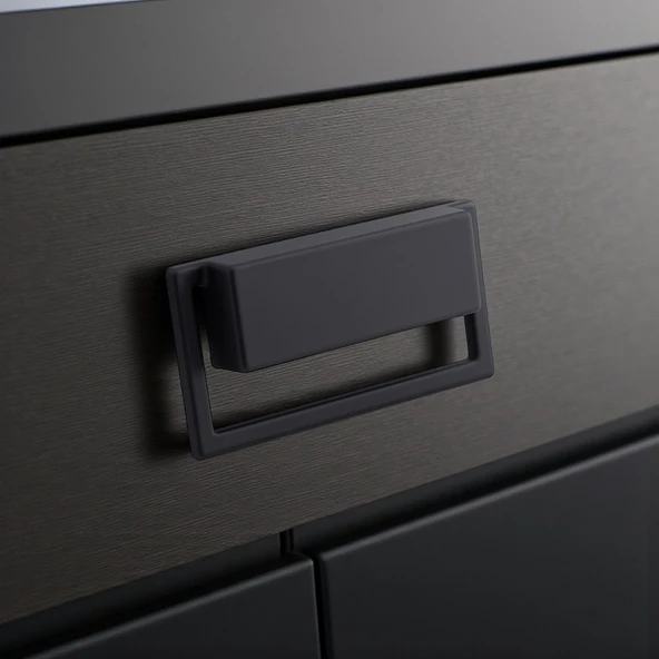 Marko Siyah Metal Dikdörtgen Gömme Mobilya Kulp Modern Dolap ve Çekmece Dayanıklı Dekoratif Kulplar - Resim 4