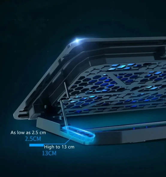8 Fanlı RGB Işıklı Gaming Notebook Soğutucu – Yükseklik Ayarlı - 4
