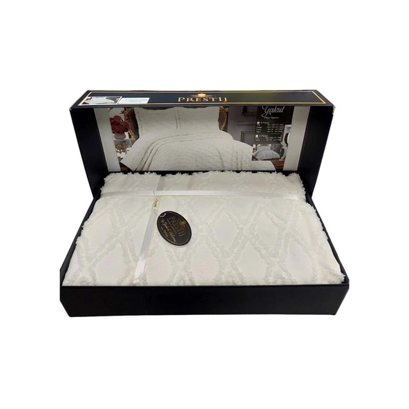 Prestij Puffy Yakut 3 Parça Çift Kişilik Yatak Örtüsü, Pike Örtüsü (250x260)-Krem - 2
