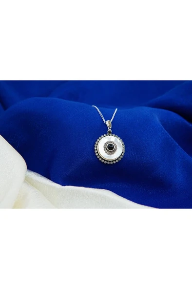yuvarlak oltutaşı gümüş kolye sk0008 - 3