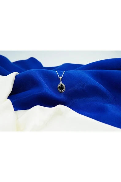 oltutaşı yuvarlak taşlı gümüş kolye sk00018 - Resim 3