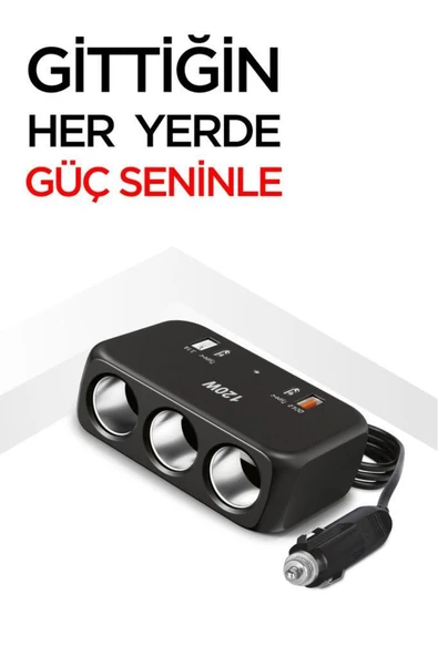 G18 Araç İçi Çakmak Çoklayıcı – 120W, 3 Çakmak Soketi, Type-C & USB Portları - 3