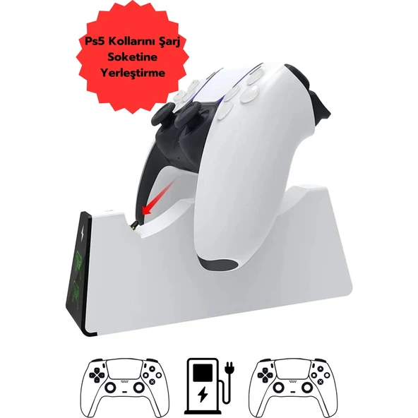 PS5 DualSense Kablosuz Oyun Kolu Şarj Standı – Çiftli / Hızlı Şarj - 3