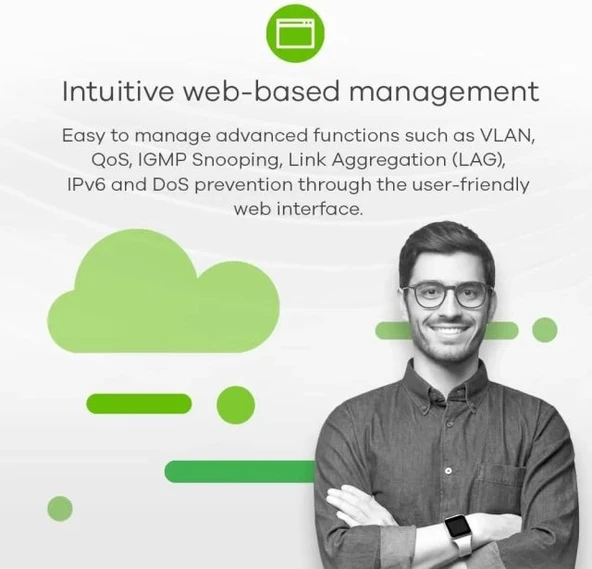 ZYXEL 24 Bağlantı Noktalı Gigabit Ethernet Akıllı Switch GS1900-24 - 4