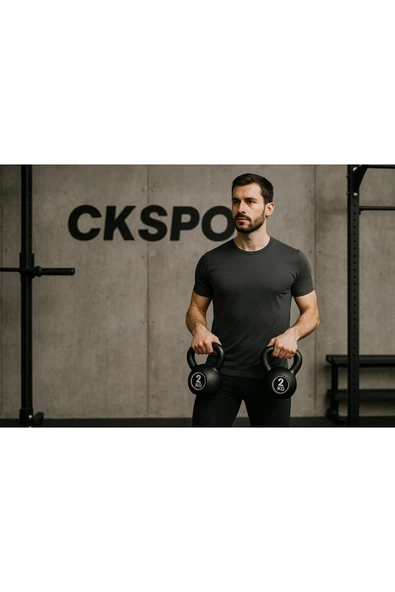 Evde Spor İçin 2 Kg Kettlebell – Çaydanlık Dambıl Fitness Ağırlığı - 2