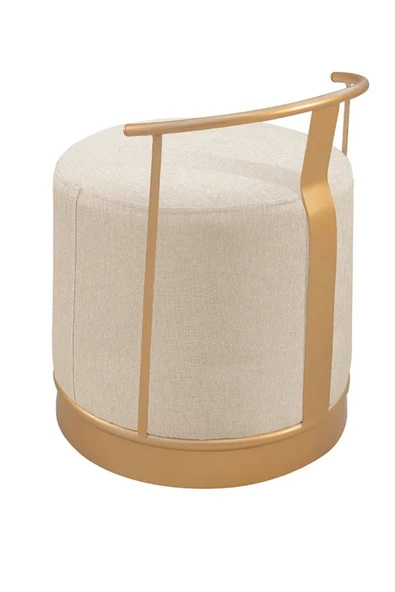 PUFİ PUF GOLD METAL ÇERÇEVELİ KETEN ÇOK AMAÇLI DEKORATİF OTURAK, MAKYAJ OTURAĞI,MONTAJSIZ PUF BENCH - 3