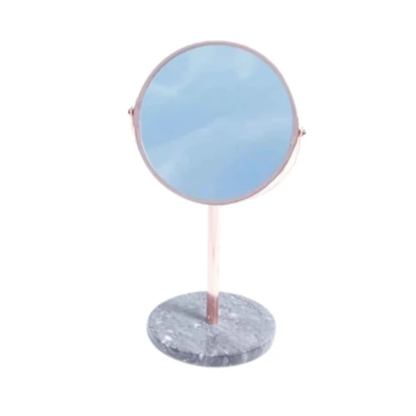 Şık Mermer Tabanlı Döner Masa Üstü Makyaj Aynası – Dekoratif Masa Aynası - Resim 2