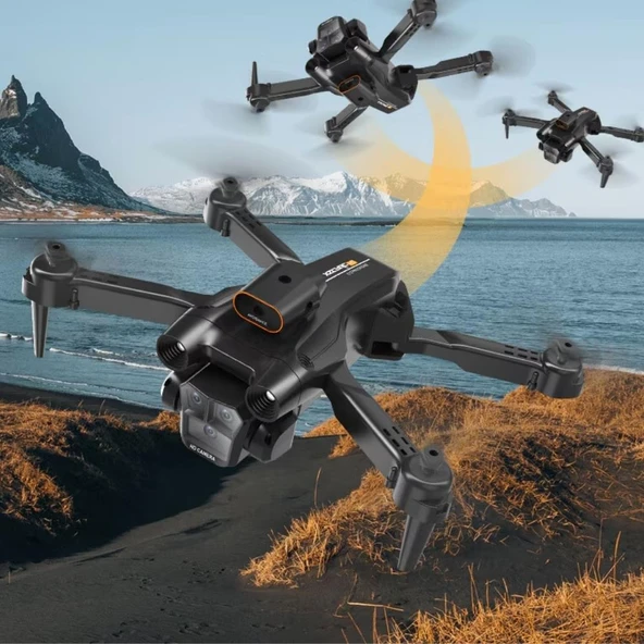C12 Pro Katlanabilir Drone – 3x HD Kamera • 4K Video • Wi‑Fi FPV • Akıllı Uçuş Modları & Engel Algılamalı - Resim 3