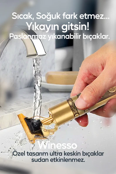 Winesso Tıraş Makinesi Pro2 USB Şarjlı Saç Sakal Vücut Kıl Tüy Alma Kadın Erkek Epilasyon Berber & Kişisel - Resim 7