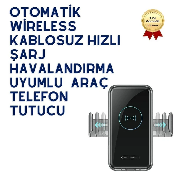 HZL Premium Otomatik Wireless Kablosuz Hızlı Şarj Havalandırma Uyumlu Dönebilen Araç Telefon Tutucu ürün görseli 1