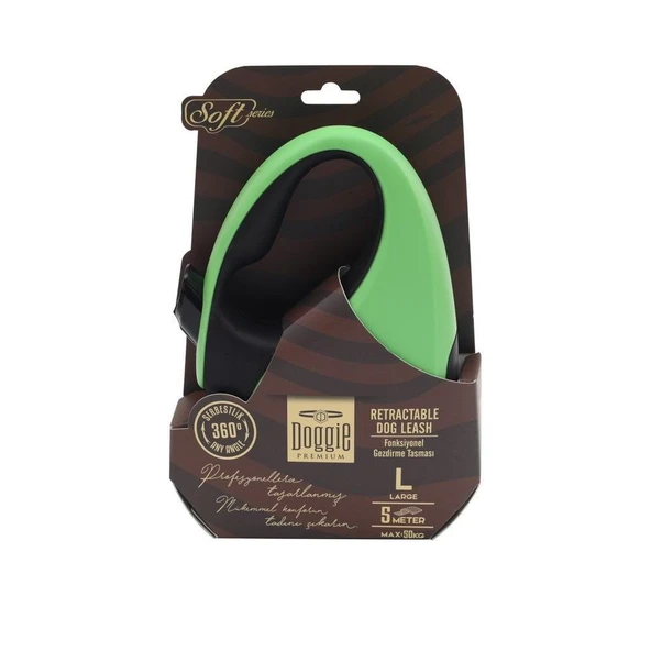 Doggie Otomatik Uzatma Tasması Soft Seri Yeşil 50Kg/5Mt ürün görseli