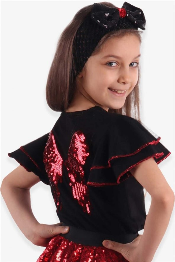 Kız Çocuk Breeze Bluz T-shirt Melek Kanatlı SiyahGünlük (8-14 Yaş)