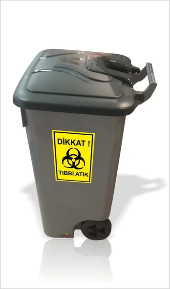 Büyük 85Lt Tekerlekli Saplı Hastane Klinik Revir Tıbbi Atık Sızdırmaz Kırılmaz Çöp Kovası Arabası - 4