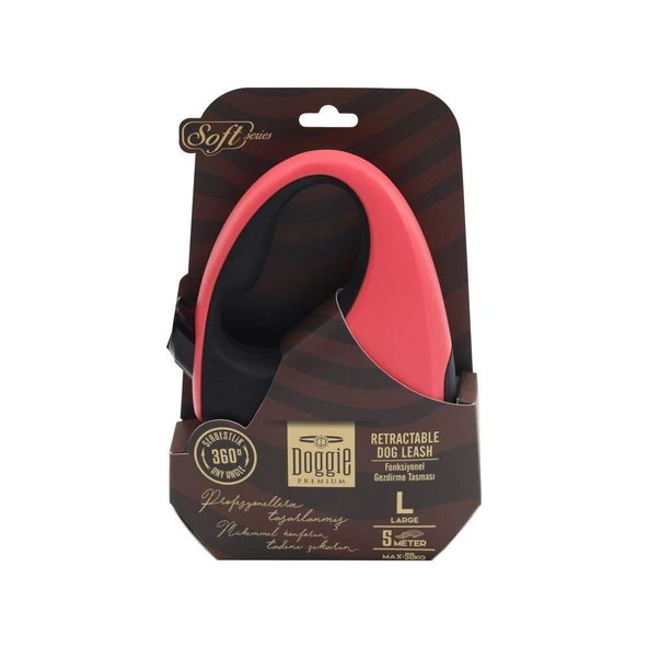Doggie Otomatik Uzatma Tasması Soft Seri Pembe 50Kg/5Mt ürün görseli