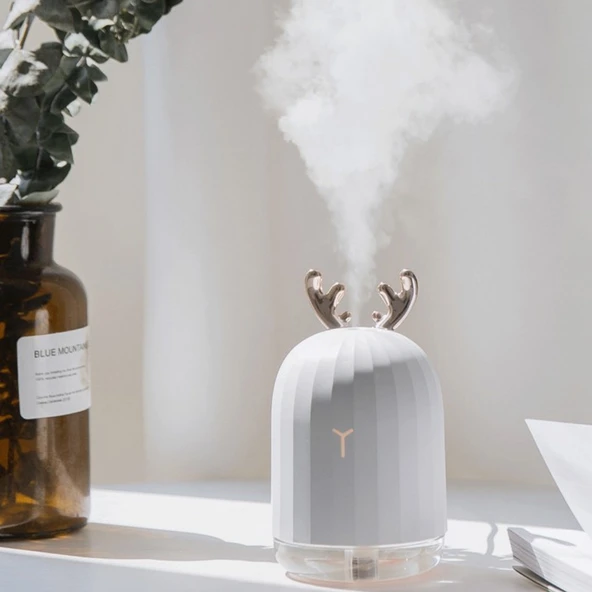 Kuru Ortamı Nemlendiren Geyikli Led Işıklı Hava Nemlendirici Buhar Makinesi Lovely Humidifier - Resim 2