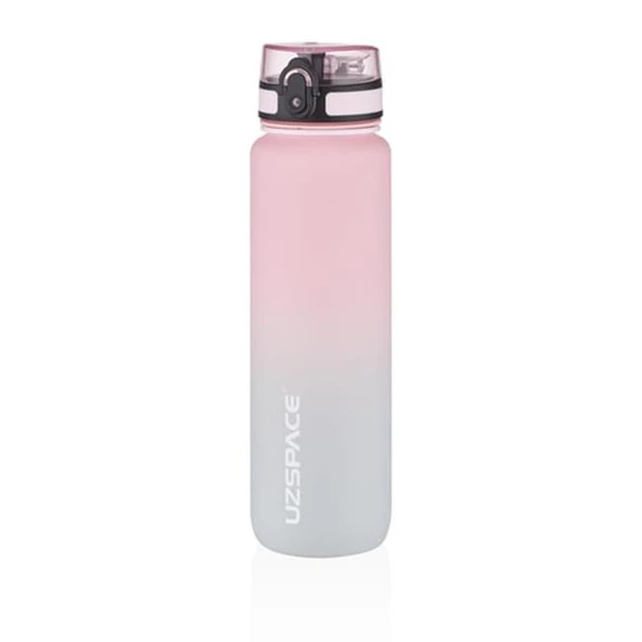 Uzspace 1000ml Büyük Boy Çift Renk Softtouch Ff Collection Tritan Su Matarası Pembe-Gri