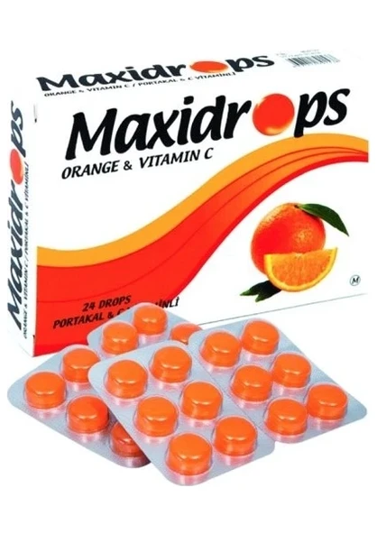 MAXİDROPS PASTİL PORTAKAL & C VITAMINLI 62 GR (24 DROPS) ürün görseli 1