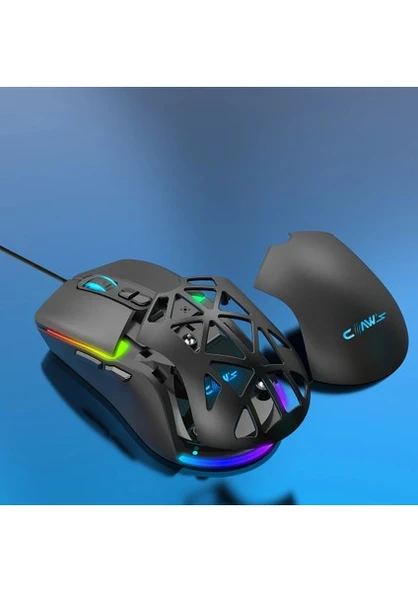 Claw's Nexus X1 12800 Dpi Makro Yazılımlı & Değiştirilebilir Kapaklı RGB Gaming Mouse - Siyah - 2