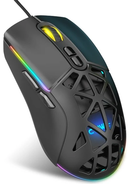 Claw's Nexus X1 12800 Dpi Makro Yazılımlı & Değiştirilebilir Kapaklı RGB Gaming Mouse - Siyah - 3