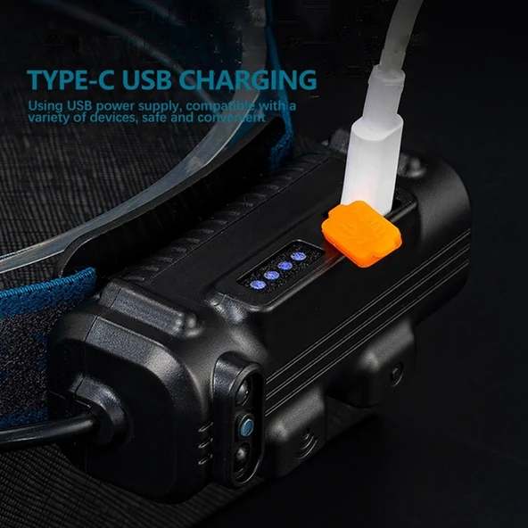 Fithome W690 7 Aydınlatma Modlu XPE COB  LED Sensörlü Dahili Pilli USB Şarj Edilebilir Kafa Feneri - Resim 6