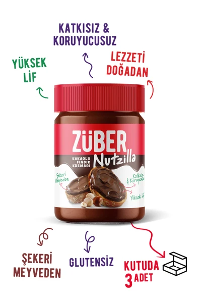 Züber Nutzilla Fındık Kreması Kakaolu 315 g x 3 Adet - 2