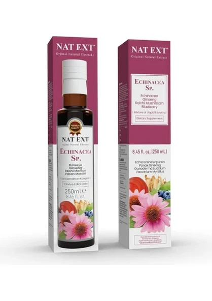 NAT-EXT ECHINACEA (EKİNEZYA, GİNSENG,REİSHİ, YABAN MERSİNİ) SIVI EKSTRAKTI 250 ML