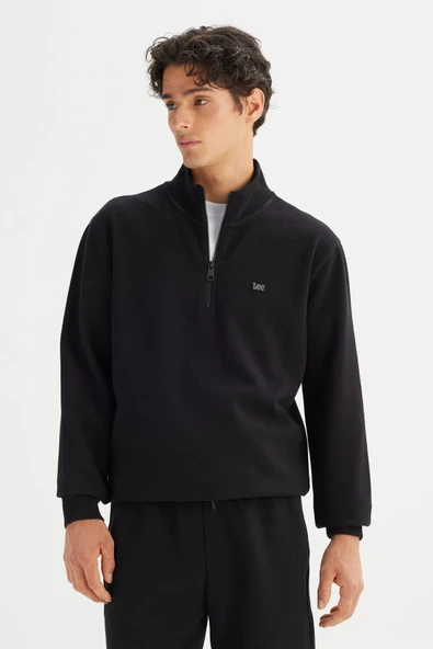 Erkek Pike Interlock Half Zip Sweatshirt Black Black L - Resim 3
