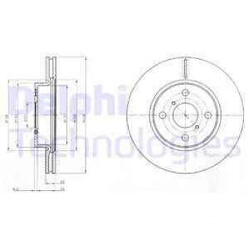 Toyota On Fren Diski (aynası) Havalı Toyota Yarıs 1.33 Vvti 2010-> Yarıs 1.4 D4d 2005-> (258x4) - Delphi Bg4116c ürün görseli 1