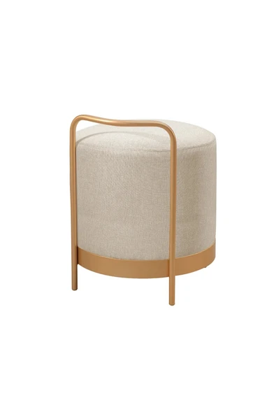 OLA PUF, METAL HALKALI PUF, MAKYAJ OTURAĞI ,PUF BENCH MONTAJSIZ OTURAK GOLD METAL AYAKLI - 3