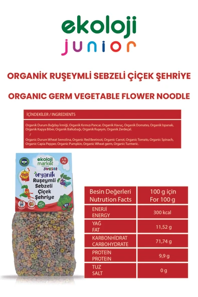Ekoloji Market Organik Ruşeymli Sebzeli Çiçek Şehriye 250 gr - 4