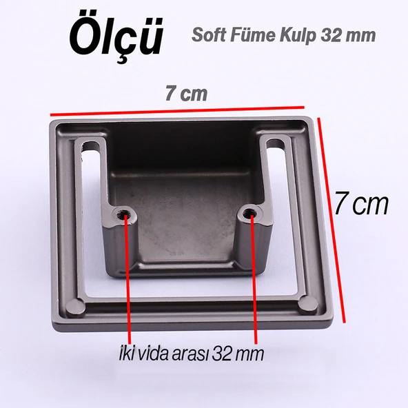 Marko Füme Metal Gömme Tarz Mobilya Kulp 32 mm Modern Dekoratif Dolap ve Çekmece Kulbu Dayanıklı - Resim 4