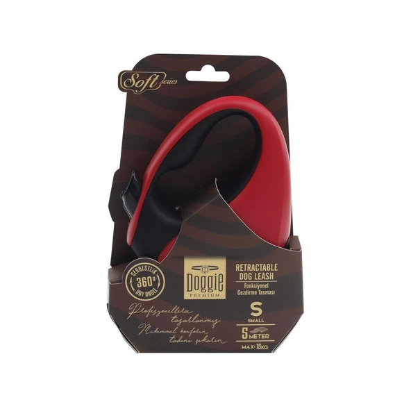 Doggie Otomatik Uzatma Tasması Soft Seri Kırmızı 15Kg/5Mt ürün görseli 1