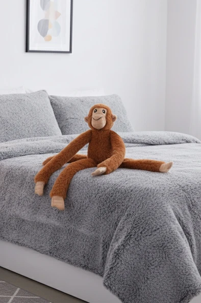 Peluş Maymun Yapışkanlı El Oyuncak Hediyelik Çocuk Odası Dekorasyon Uyku Oyun Arkadaşı