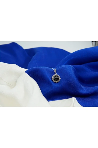 oltutaşı sade çiçek gümüş kolye sk00036 - Resim 3