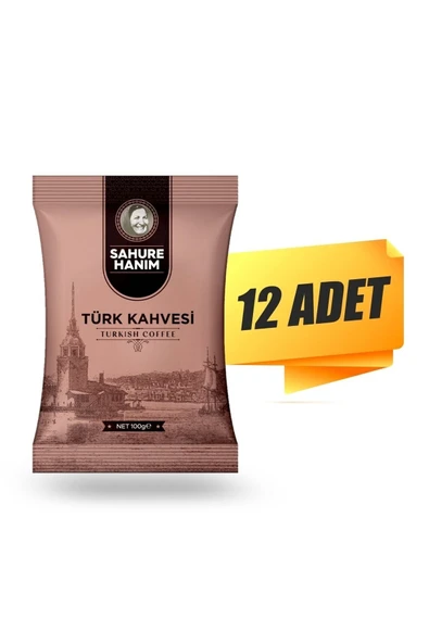 Tada Sahure Hanım Premium Taze Öğütülmüş Bol Köpüklü Soft Yumuşak Içim Türk Kahvesi 100 gr (12 ADET)