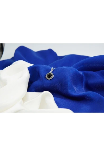 oltutaşı sade çiçek gümüş kolye sk00036 - Resim 2