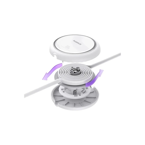 Baseus FREE2PULL Mini Makaralı Type-C To Type-C 100W Kablo 2 mt Beyaz - Resim 5