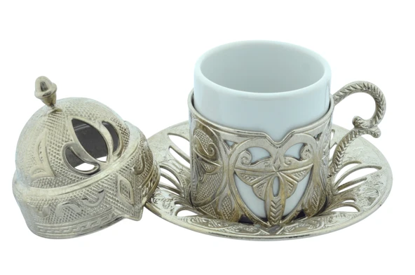 Defne 6 Kişilik 24 Parça Metal Porselenli Gümüş Renk Kahve Fincan Seti - 6