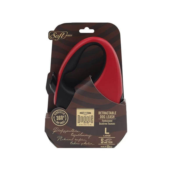 Doggie Otomatik Uzatma Tasması Soft Seri Kırmızı 50Kg/5Mt ürün görseli